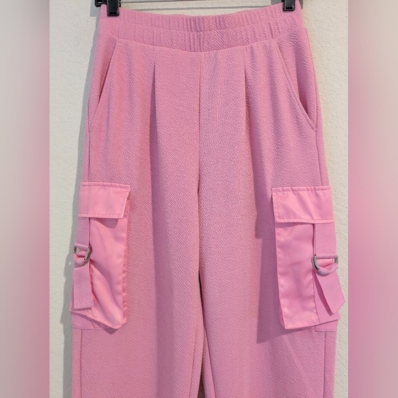 Beach Riot Pink Jersey Knit High Rise Range Cargo Pants Relaxed Lounge Barbie - Picture 6 of 10